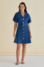 Load image into Gallery viewer, Betty Basics Fiori Denim Dress [CLR:MID WASH BLUE DENIM SZ:8]
