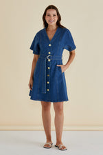 Load image into Gallery viewer, Betty Basics Fiori Denim Dress [CLR:MID WASH BLUE DENIM SZ:8]
