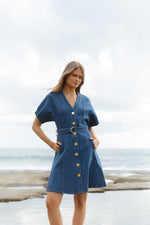 Load image into Gallery viewer, Betty Basics Fiori Denim Dress [CLR:MID WASH BLUE DENIM SZ:8]
