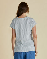 Load image into Gallery viewer, Betty Basics Tracy V-Neck Tee - Black/White Stripe [SZ:8]
