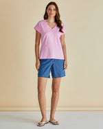 Load image into Gallery viewer, Betty Basics Tracy V-Neck Tee - Pink [SZ:8]
