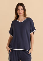 Load image into Gallery viewer, Betty Basics Clara Tee - Petrol/White [SZ:8]
