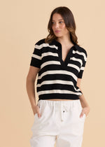 Load image into Gallery viewer, Betty Basics Salford Knit Polo - Cream/Black [SZ:8]
