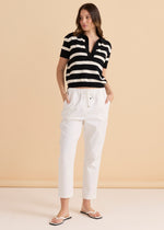 Load image into Gallery viewer, Betty Basics Salford Knit Polo - Cream/Black [SZ:8]
