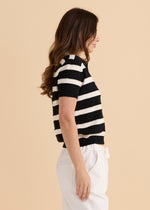Load image into Gallery viewer, Betty Basics Salford Knit Polo - Cream/Black [SZ:8]

