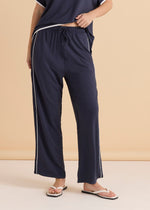 Load image into Gallery viewer, Betty Basics Evelyn Wide Leg Jogger - Petrol/White [SZ:8]
