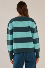 Load image into Gallery viewer, Betty Basics Leonie Knit Sweater - Teal Green/Blue Stripe [SZ:6]
