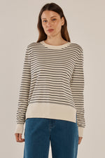 Load image into Gallery viewer, Betty Basics Louis Sweater - Cream/Black Stripe [SZ:6]
