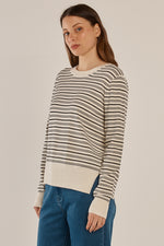 Load image into Gallery viewer, Betty Basics Louis Sweater - Cream/Black Stripe [SZ:6]
