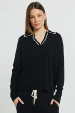 Load image into Gallery viewer, Betty Basics Makenna Polo Sweater - Black [SZ:8]
