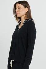 Load image into Gallery viewer, Betty Basics Makenna Polo Sweater - Black [SZ:8]
