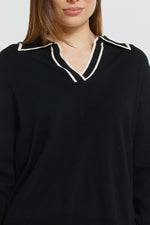 Load image into Gallery viewer, Betty Basics Makenna Polo Sweater - Black [SZ:8]
