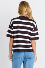 Load image into Gallery viewer, Betty Basics Libby Boxy Top - Chocolate Stripe [SZ:8]
