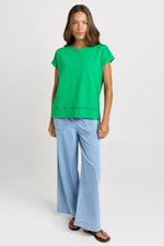 Load image into Gallery viewer, Betty Basics Shirley Short Sleeve Tee [CLR:GREEN SZ:8]
