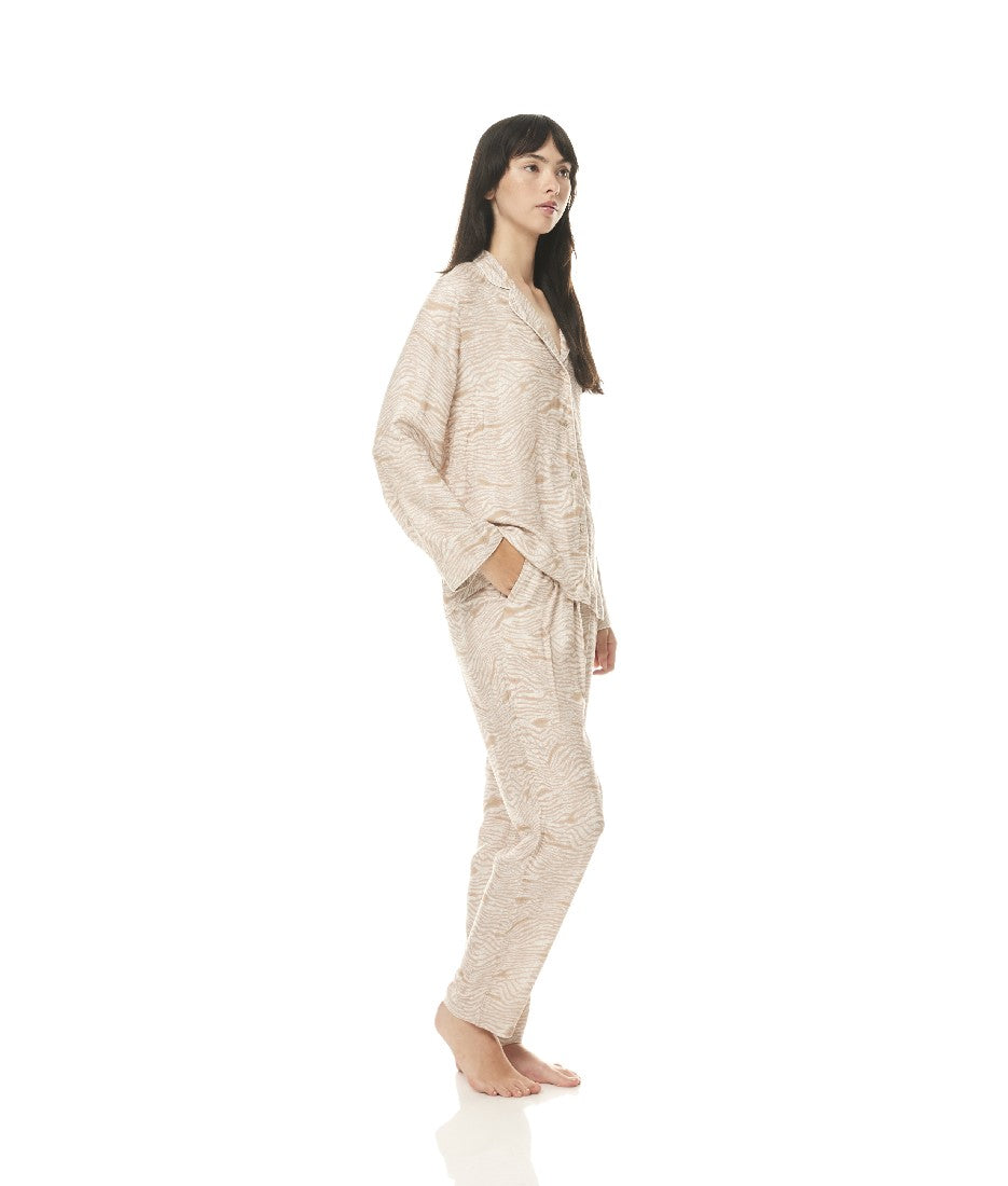 Gingerlilly Ebony PJ Set - Biscuit Animal Print [CLR:BISCUIT SZ:XS]