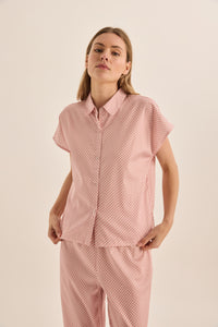 Gingerlilly Goldie Cotton Diamond Pyjama Set - Pink [CLR:PINK SZ:S]