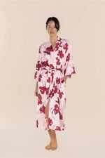 Load image into Gallery viewer, Gingerlilly Daisy Silky Satin Long Robe - Pink Floral [SZ:S]
