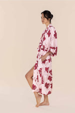 Load image into Gallery viewer, Gingerlilly Daisy Silky Satin Long Robe - Pink Floral [SZ:S]
