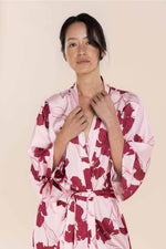 Load image into Gallery viewer, Gingerlilly Daisy Silky Satin Long Robe - Pink Floral [SZ:S]
