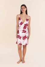 Load image into Gallery viewer, Gingerlilly Iris Silky Satin Short Nightie - Pink Floral [SZ:S]
