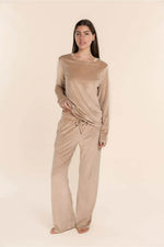 Load image into Gallery viewer, Gingerlilly Thea Velour Long Lounge Set - Beige [CLR:BEIGE SZ:S]
