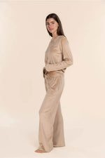 Load image into Gallery viewer, Gingerlilly Thea Velour Long Lounge Set - Beige [CLR:BEIGE SZ:S]
