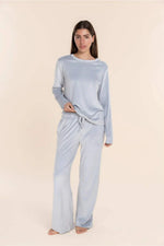 Load image into Gallery viewer, Gingerlilly Thea Velour Long Lounge Set - Blue [CLR:BLUE SZ:XS]
