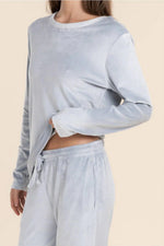 Load image into Gallery viewer, Gingerlilly Thea Velour Long Lounge Set - Blue [CLR:BLUE SZ:XS]
