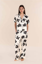Load image into Gallery viewer, Gingerlilly Wren Silky Satin Floral PJ Set - Ivory/Black [SZ:S]
