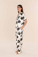Load image into Gallery viewer, Gingerlilly Wren Silky Satin Floral PJ Set - Ivory/Black [SZ:S]
