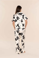 Load image into Gallery viewer, Gingerlilly Wren Silky Satin Floral PJ Set - Ivory/Black [SZ:S]
