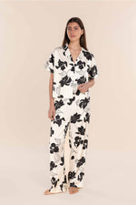 Load image into Gallery viewer, Gingerlilly Wren Silky Satin Floral PJ Set - Ivory/Black [SZ:S]
