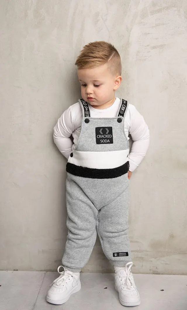 Cracked Soda Thunder Detailed Overalls 2pc Set - Grey Marl [CLR:GREY MARL SZ:0000]