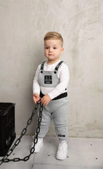 Load image into Gallery viewer, Cracked Soda Thunder Detailed Overalls 2pc Set - Grey Marl [CLR:GREY MARL SZ:0000]
