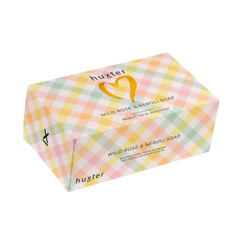 Huxter Boxed Soap Pastel Checks - White Flowers & Citrus 185g