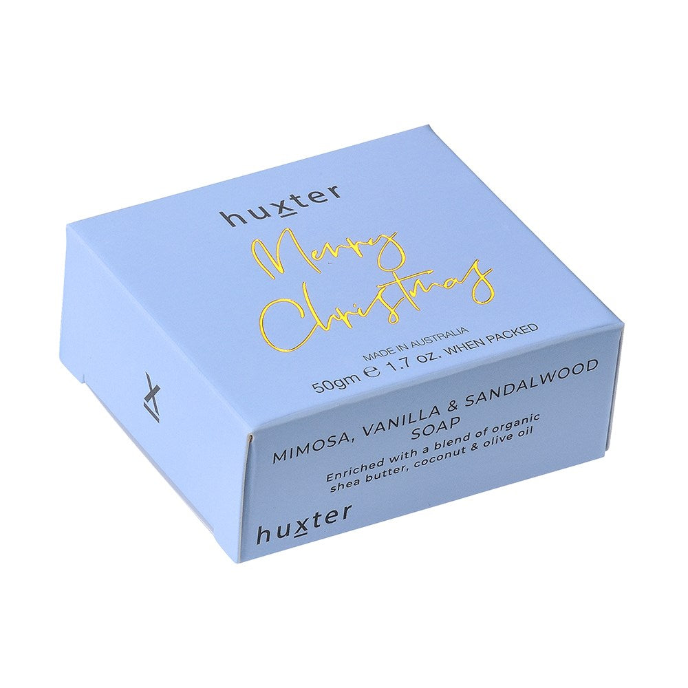 Huxter Mini Boxed Guest Soap Sky Blue - Merry Christmas Mimosa, Vanilla & Sandalwood 50g