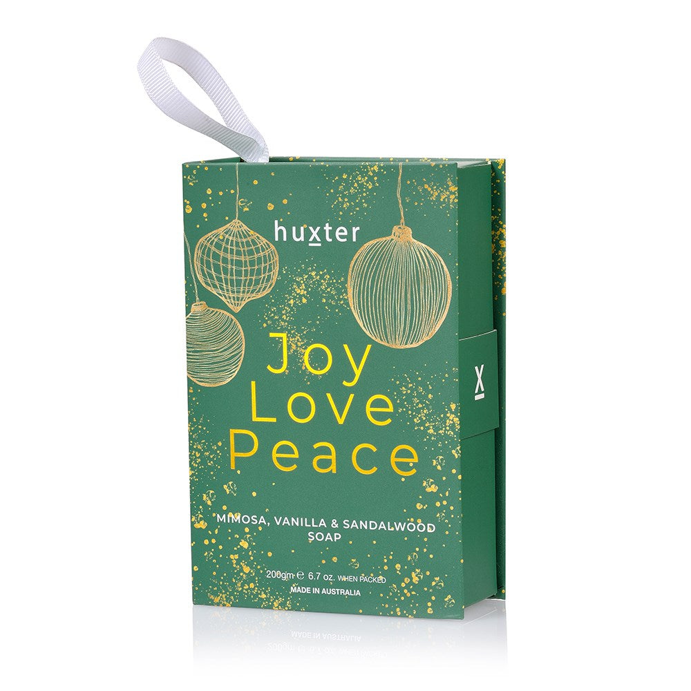 Huxter Hanging Soap Book - Green Christmas Baubles - Joy, Love, Peace