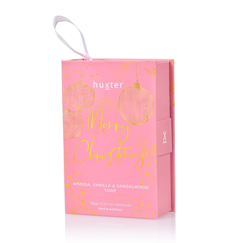 Huxter Hanging Soap Book - Pink Christmas Baubles - Merry Christmas