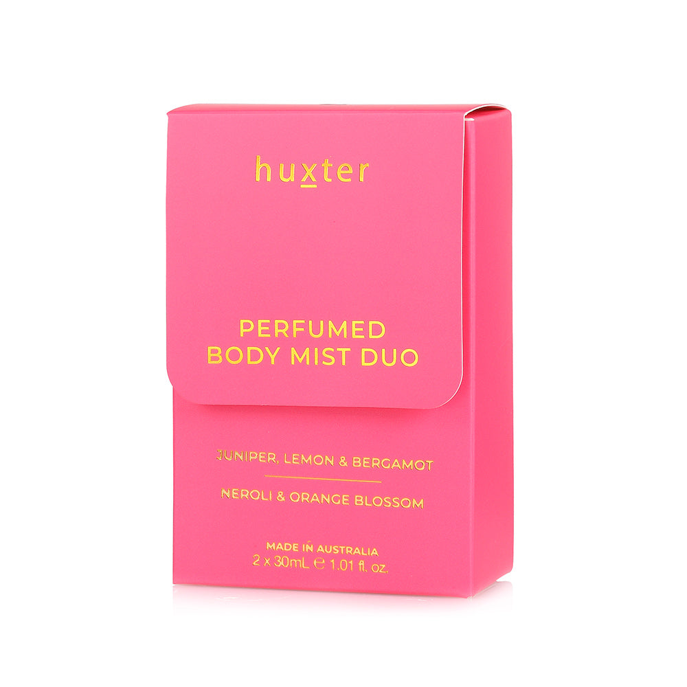 Huxter Perfumed Body Mist Duo 2 x 30ml Bottles - Juniper, Lemon & Bergamot - Neroli & Orange Blossom