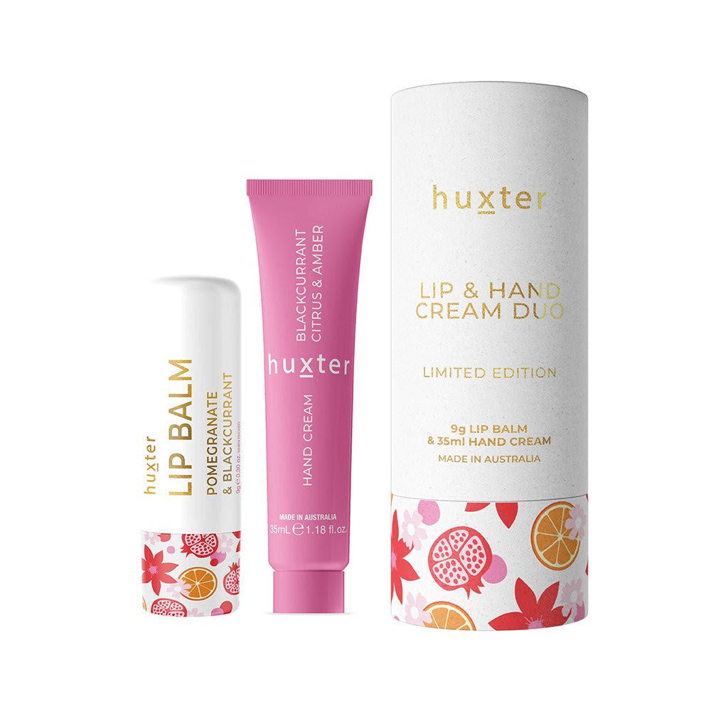 Huxter Christmas Flowers Collection Lip & Hand Cream Duo Limited Edition - 9g Lip Balm & 35ml Hand Cream