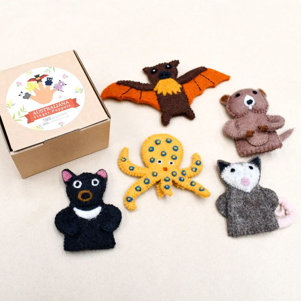 Tara Treasures Felt Finger Puppet Set of 5 - Australian Animals Set E