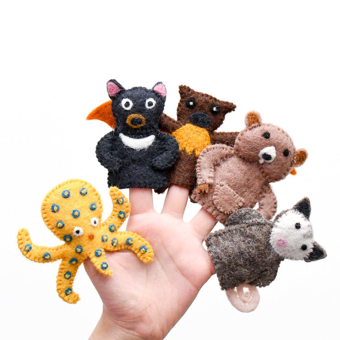 Tara Treasures Felt Finger Puppet Set of 5 - Australian Animals Set E