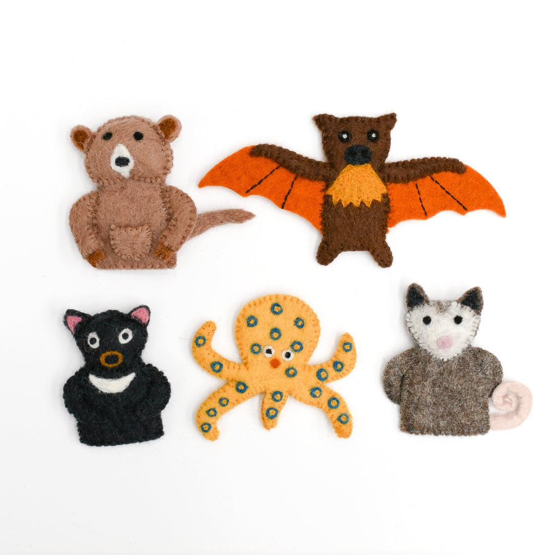 Tara Treasures Felt Finger Puppet Set of 5 - Australian Animals Set E