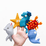 Load image into Gallery viewer, Tara Treasures Felt Finger Puppet Set of 5 - Ocean and Sea Creatures
