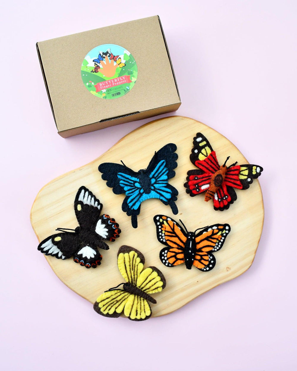 Tara Treasures Felt Finger Puppet Set of 5 - Butterflies