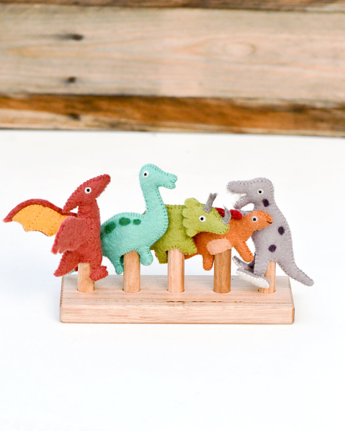 Tara Treasures Felt Finger Puppet Set of 5 - Dinosaur