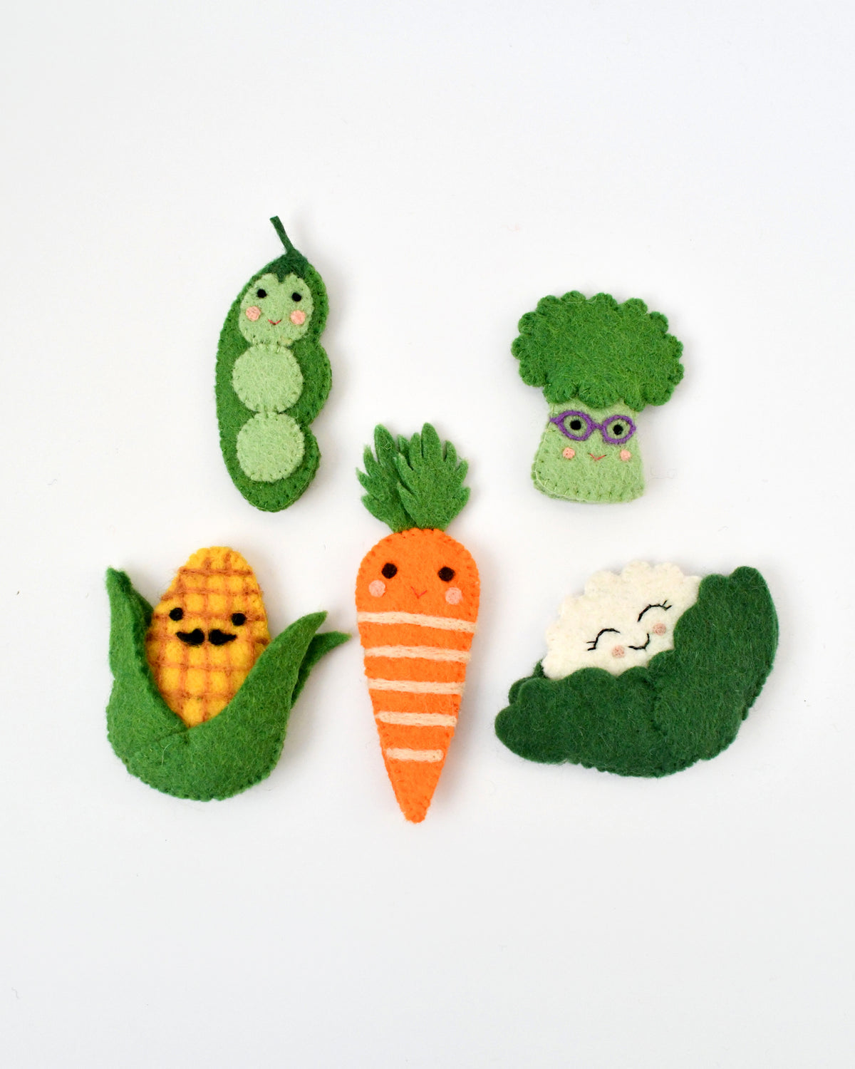 Tara Treasures Felt Finger Puppet Set of 5 - Vegetables