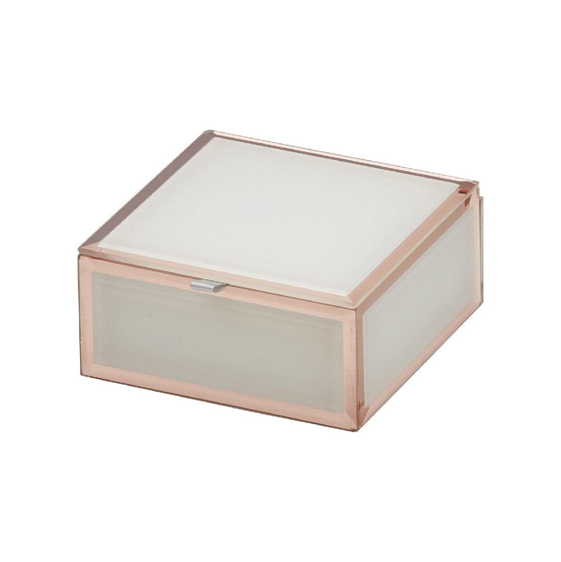 One Six Eight London Sara Glass Jewellery Box - White/Rose Gold Small