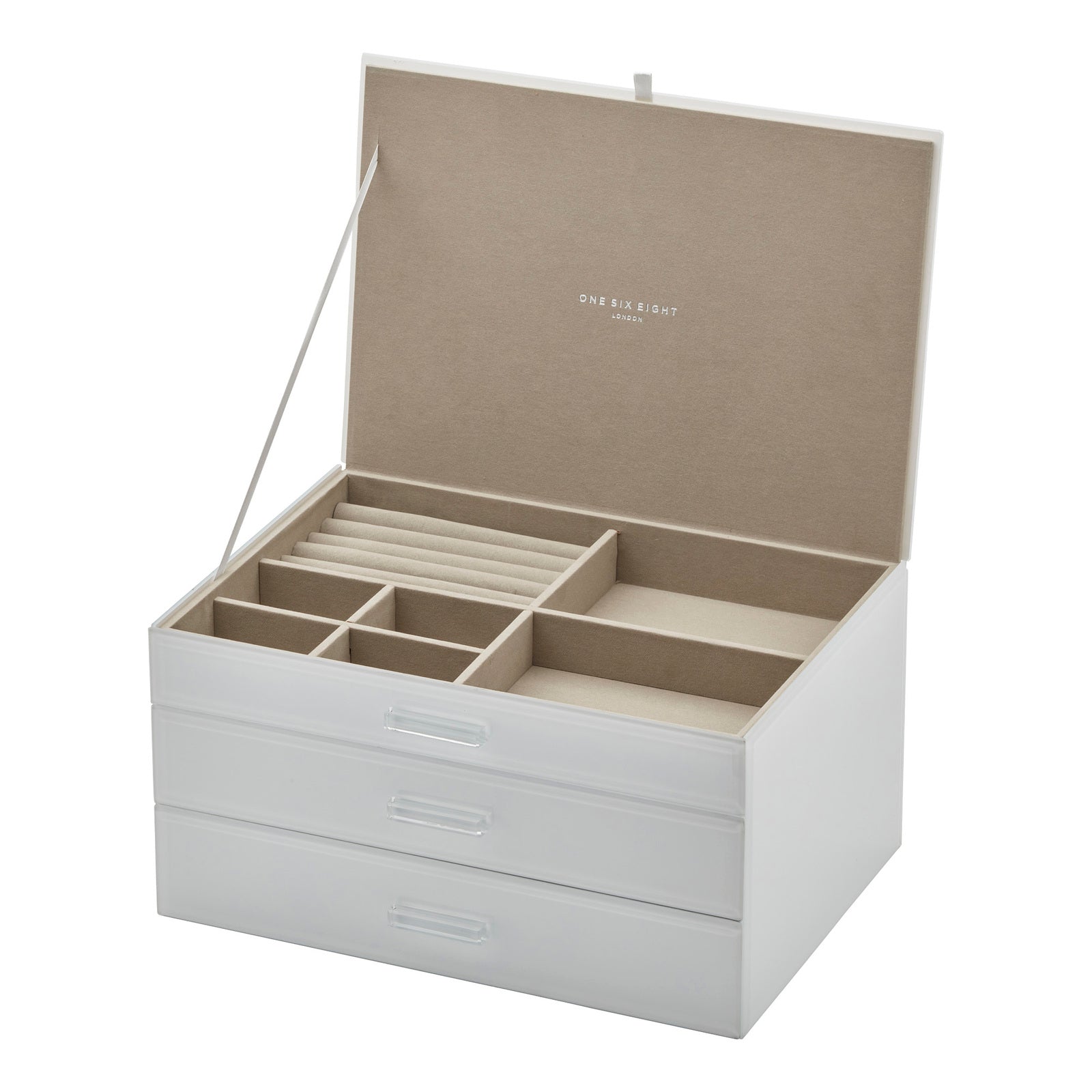 One Six Eight London Gabriella Glass Jewellery Box - White XL