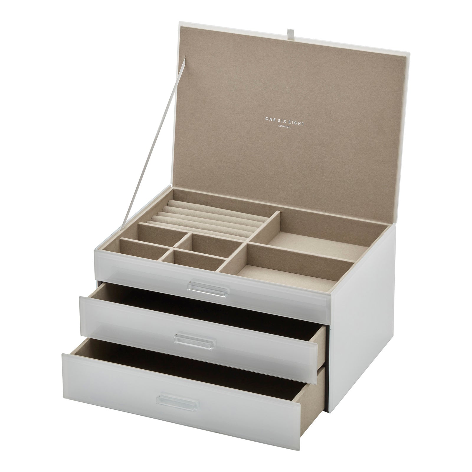 One Six Eight London Gabriella Glass Jewellery Box - White XL